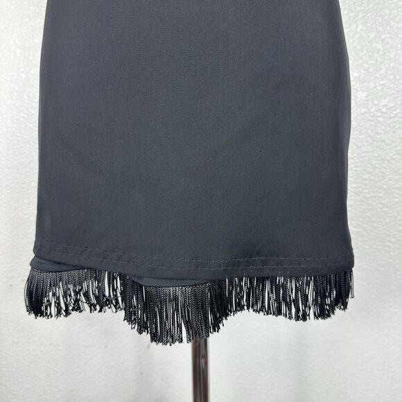 Vintage 90s Y2K Black Slip Dress Misope Women Small Fringe Party Mini Whimsigoth - Picture 4 of 10
